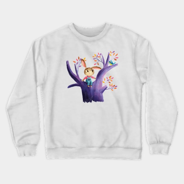 Rabbit in a tree Crewneck Sweatshirt by Geeksarecool